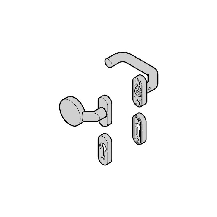 Garniture à bouton fixe (92) coudé, CR fonte d'aluminium en ton naturel F1 Hormann Référence 3096813