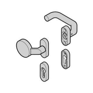 Garniture à bouton fixe (92) coudé, CR acier inoxydable poli Hormann Référence 3096805