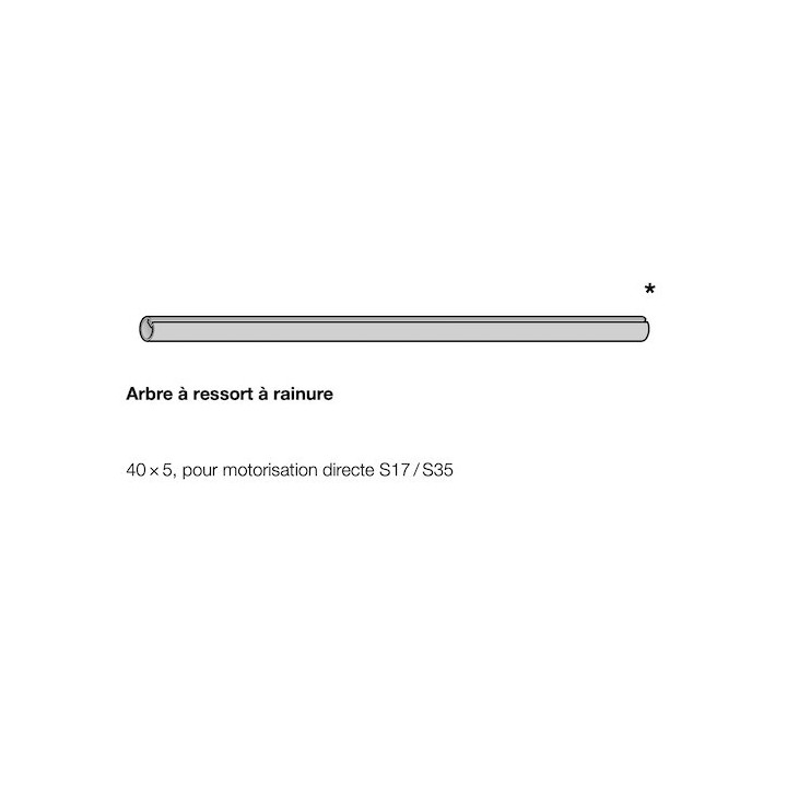 Arbre à ressort 40x5 à rainure, pour motorisation directe S17 / S35 Hormann Référence 3097080